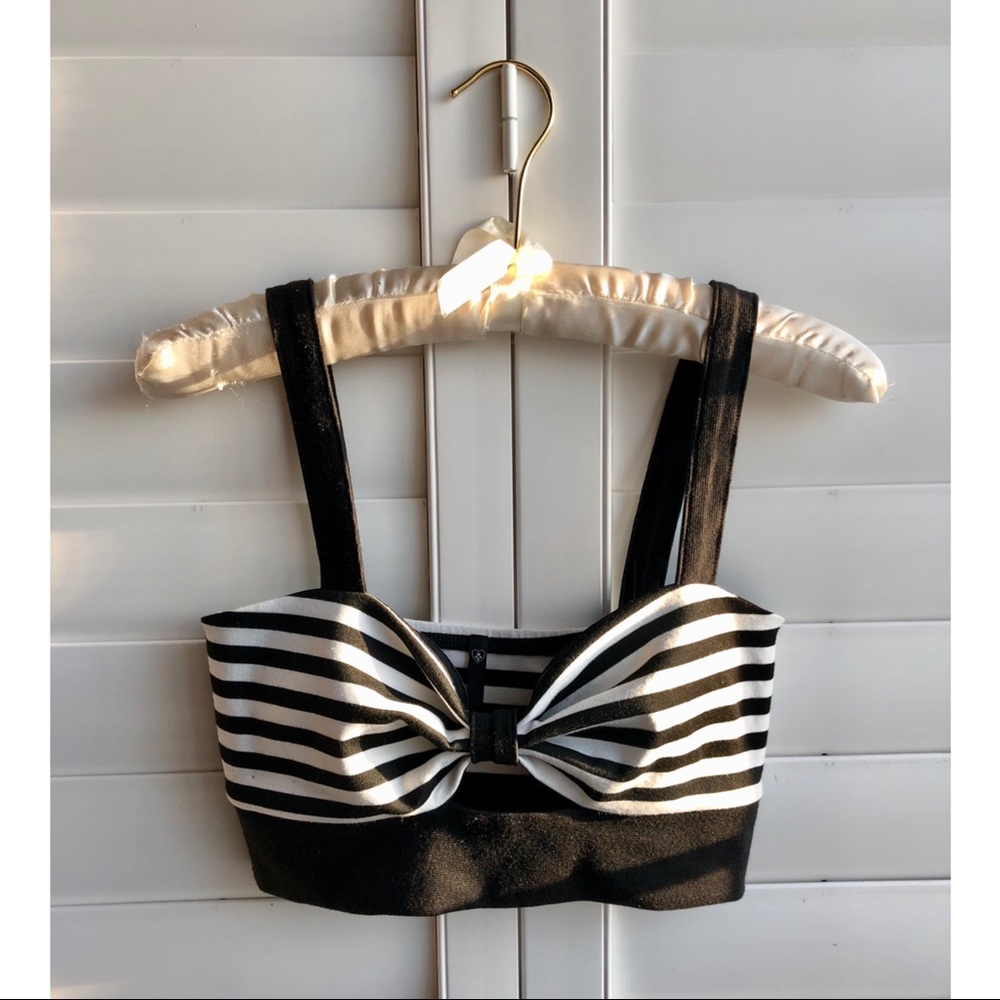 Striped cut-out crop top